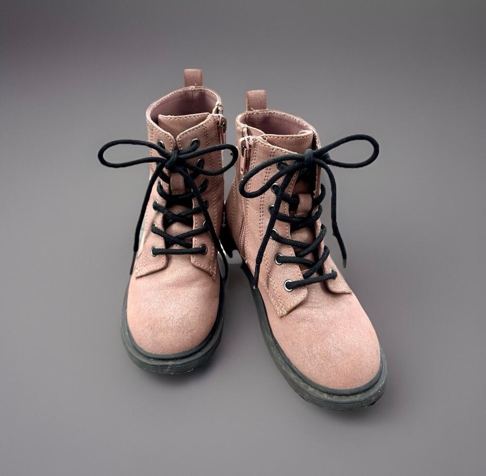 Steve Madden Tretty Pink Combat Boots Youth Girls Size 10 Side Zip